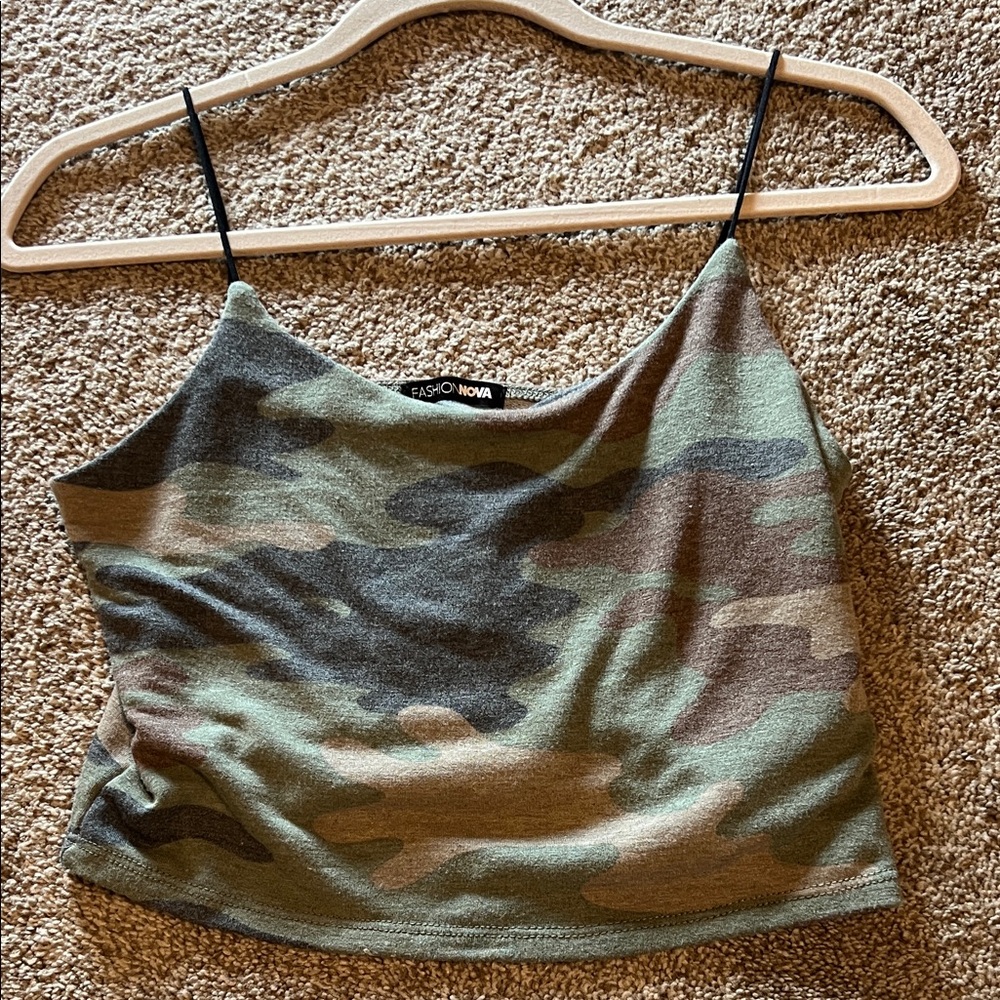 Fashion Nova Green Camouflage Camisole